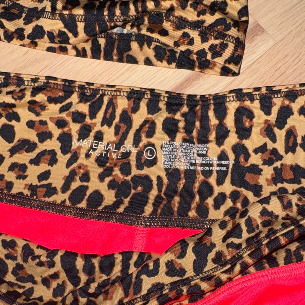 Material Girl Leopard Print Sports Bra with Red Accents - Picture 2 of 7